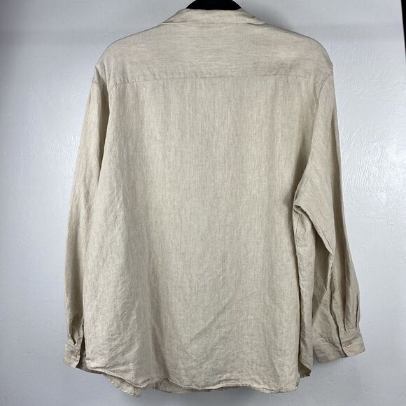 Spencer Tyler Beige Linen Long Sleeve Button Down Shirt size XL - Picture 4 of 8